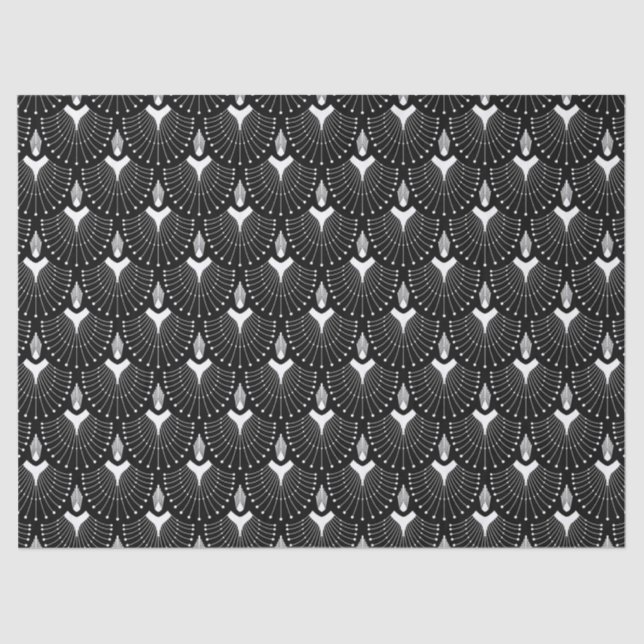 Black and white art deco pattern tissue paper (Front)