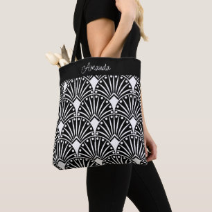 Black and white Art Deco pattern Tote Bag