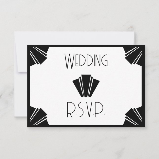 Black And White Art Deco RSVP Wedding (Front)