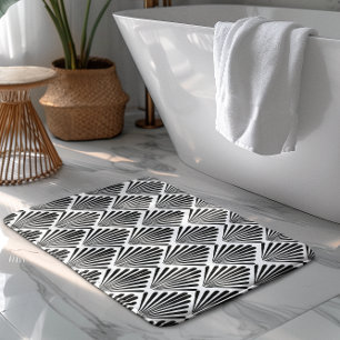 Black and white Art Deco seamless pattern Bath Mat