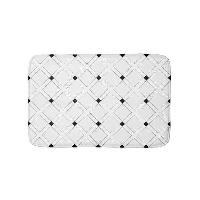 Black and White Art Deco Squares Pattern Bath Mat (Front)