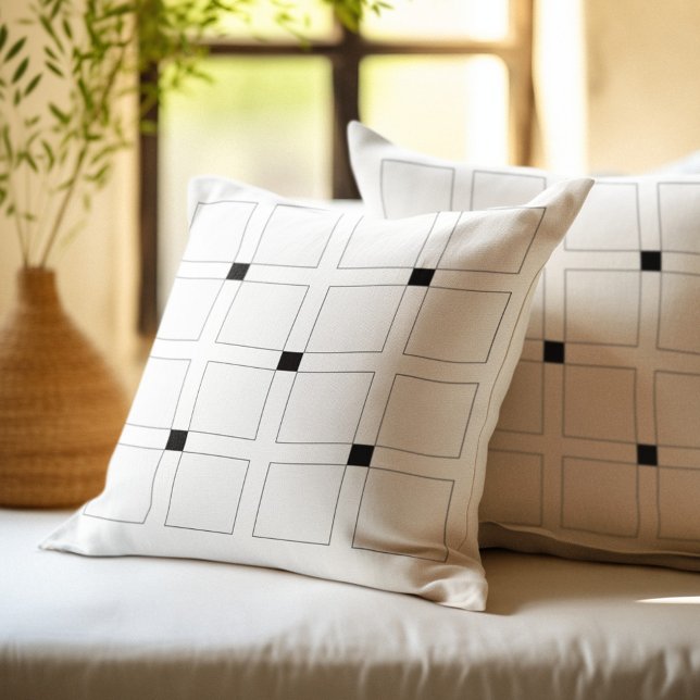 Black and White Art Deco Squares Pattern Cushion (Creator Uploaded)
