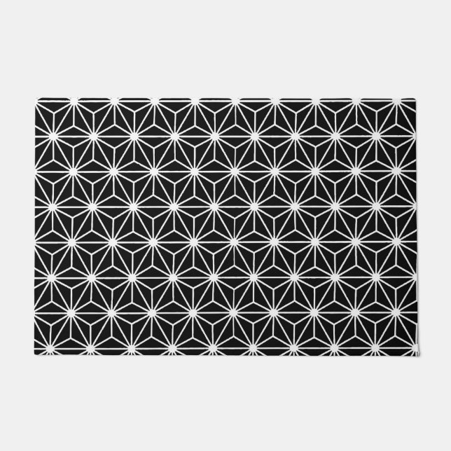 Black And White Art Deco Style Triangles Pattern Doormat (Front)