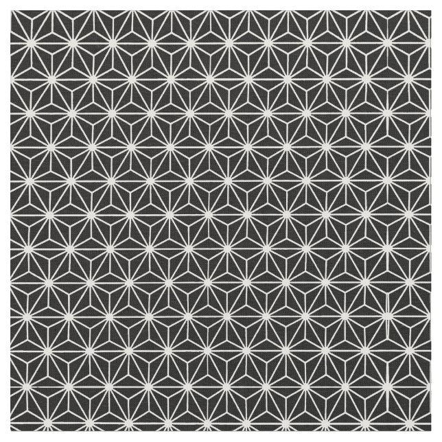 Black And White Art Deco Style Triangles Pattern Fabric (Close Up)