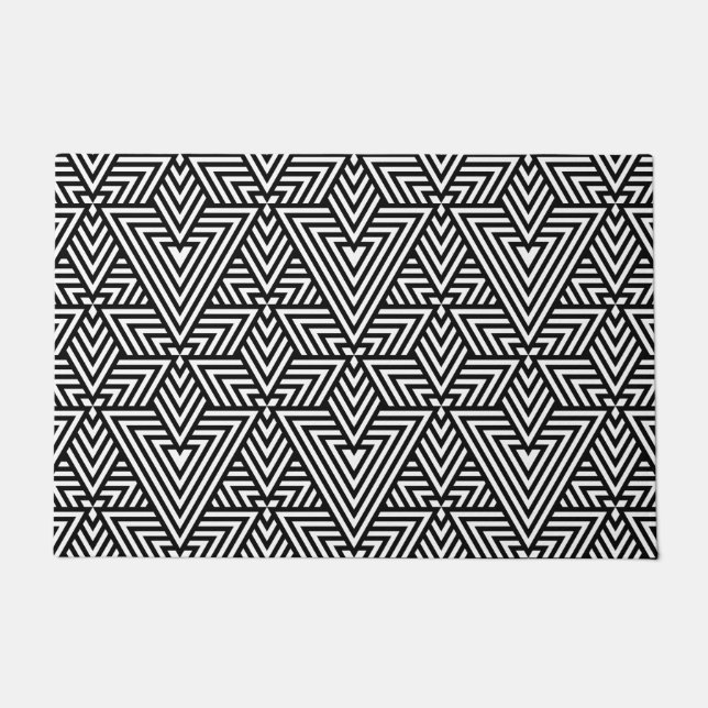 Black and White Art Deco Triangle Seamless Pattern Doormat (Front)