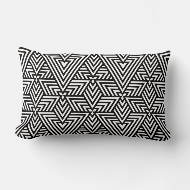 Black and White Art Deco Triangle Seamless Pattern Lumbar Cushion (Front)