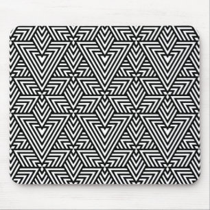 Black and White Art Deco Triangle Seamless Pattern Mouse Pad