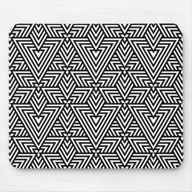 Black and White Art Deco Triangle Seamless Pattern Mouse Pad (Front)