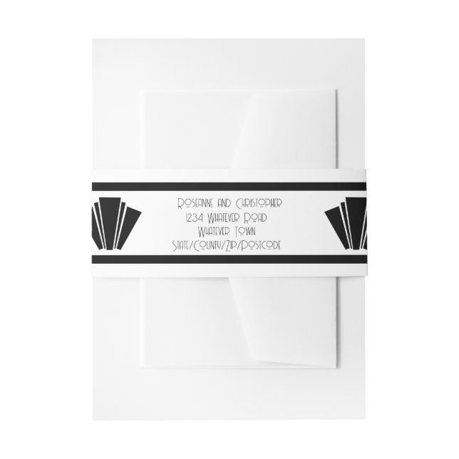 Black And White Art Deco Wedding Invitation Belly Band (Front Example)