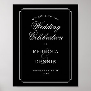 Black And White Art Deco Wedding Welcome Sign