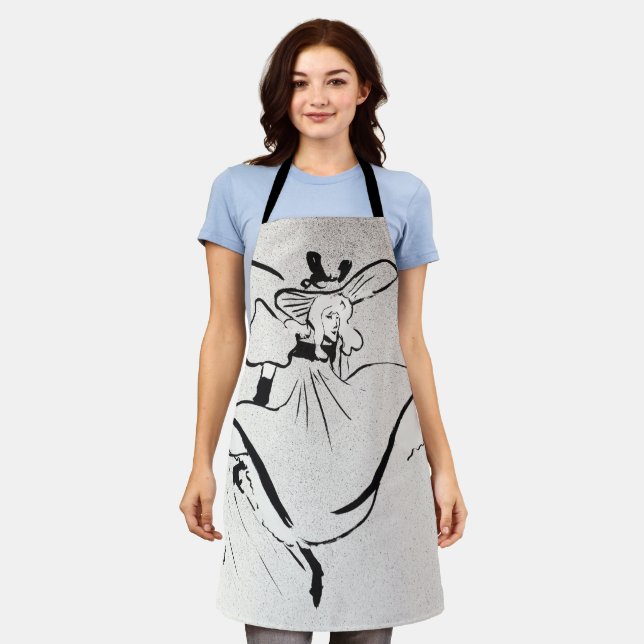 Black and White Art Jane Avril by Toulouse Lautrec Apron (Worn)