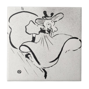 Black and White Art Jane Avril by Toulouse Lautrec Ceramic Tile