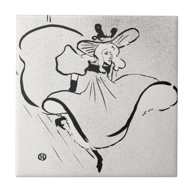 Black and White Art Jane Avril by Toulouse Lautrec Ceramic Tile (Front)