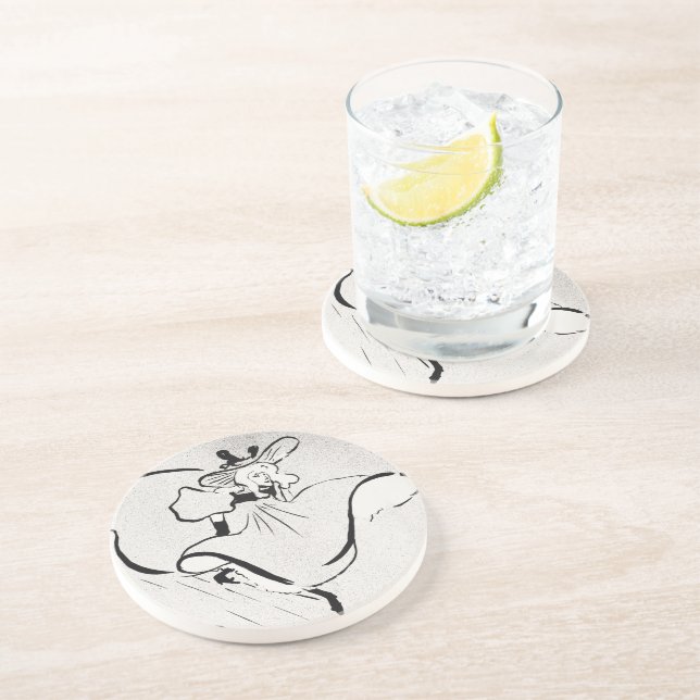 Black and White Art Jane Avril by Toulouse Lautrec Coaster (Side)