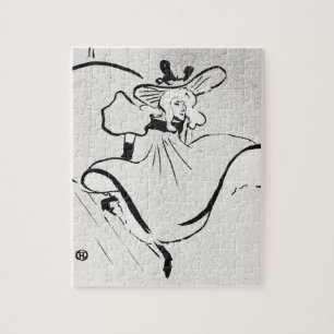 Black and White Art Jane Avril by Toulouse Lautrec Jigsaw Puzzle