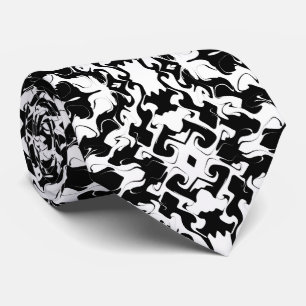 Black and white art neck tie