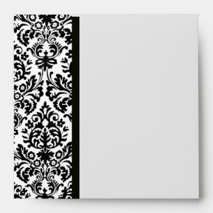 BLACK AND WHITE ART NOUVEAU DAMASK linen Envelopes