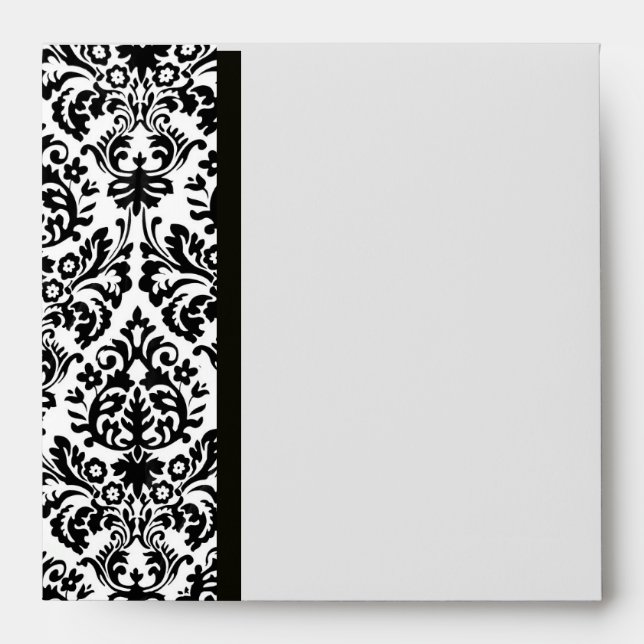 BLACK AND WHITE ART NOUVEAU DAMASK linen Envelopes (Front)