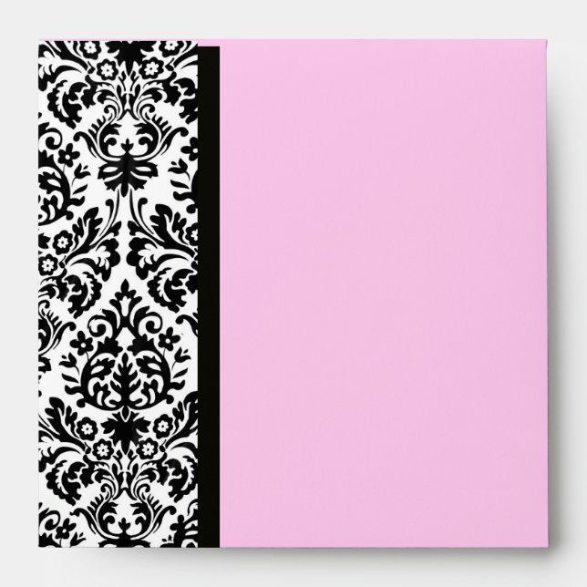 BLACK AND WHITE ART NOUVEAU DAMASK Pink Envelopes (Front)