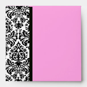 BLACK AND WHITE ART NOUVEAU DAMASK Pink Envelopes