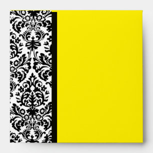 BLACK AND WHITE ART NOUVEAU DAMASK Yellow Envelopes