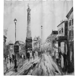 Black and white artistic paintings. shower curtain