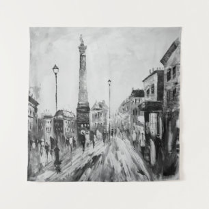 Black and white artistic paintings. tapestry