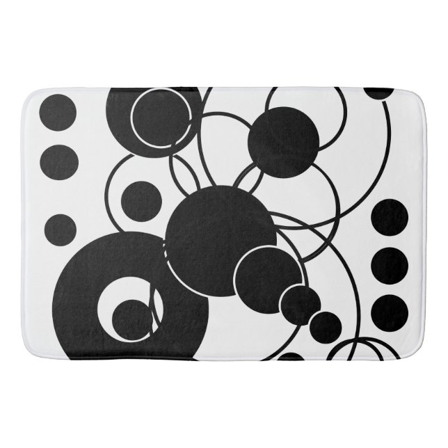 Black and White Artsy Abstract Bath Mat (Front)