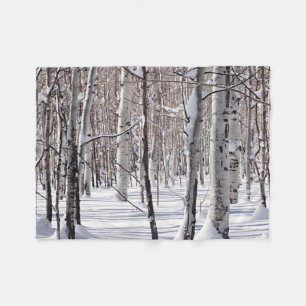 Black and White Aspen Tree Trunks Photograph Cosy Fleece Blanket