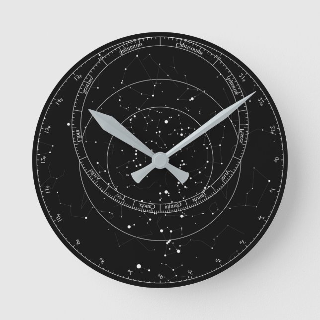 Black and White Astrolabe Clock (Front)