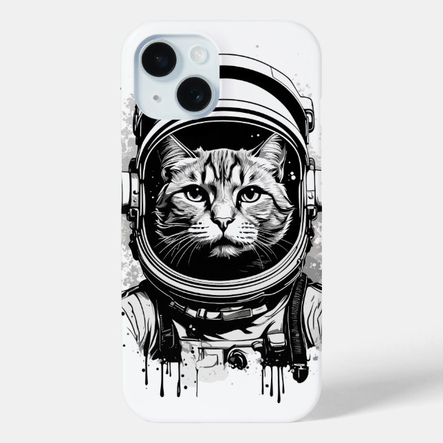 Black and White Astronaut Cat Case-Mate iPhone Case (Back)