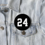 Black and White Athlete Jersey Number 7.5 Cm Round Badge<br><div class="desc">Cheer on your favourite sports team, football player or just show off your school pride with a custom personalised spirit button! Personalise with a player's jersey number or other custom text. Perfect for football, basketball, baseball and soccer games! Create custom pins for the whole team, cheerleaders, parents and siblings to...</div>