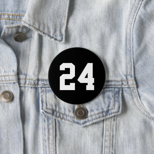 Black and White Athlete Jersey Number 7.5 Cm Round Badge