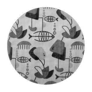 Black and White Atomic Pattern Cutting Board