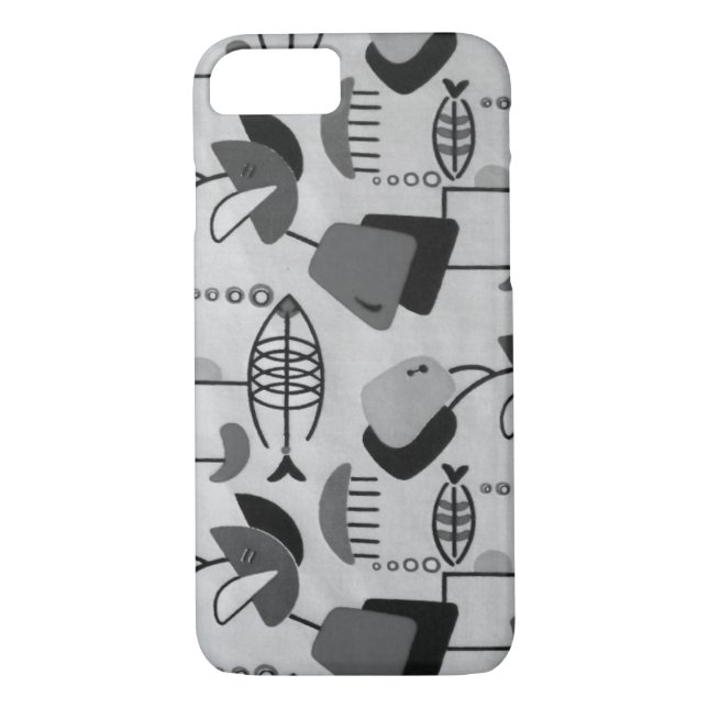 Black and White Atomic Pattern iPhone 7 Case (Back)