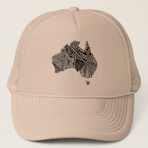 Black and White Australia Map Art Original Trucker Hat