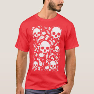 Black And White Autumn Skulls  T-Shirt