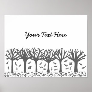 Black and white Autumn trees Poster