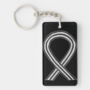 Black and White Awareness Ribbon Angel Key chain
