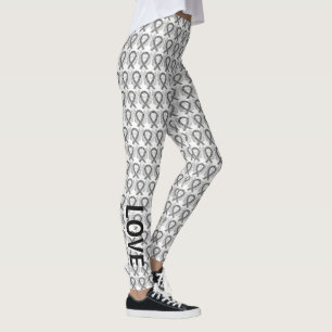 Black and White Awareness Ribbon Angel Leggings