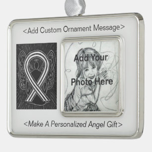 Black and White Awareness Ribbon Angel Ornament