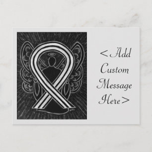 Black and White Awareness Ribbon Angel Postcard