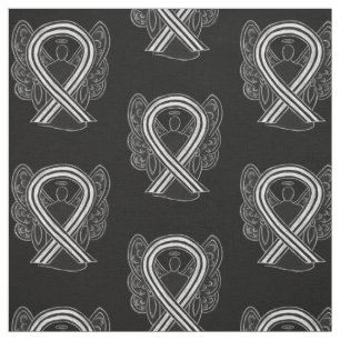 Black and White Awareness Ribbon Custom Material Fabric