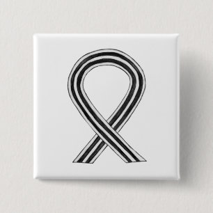 Black and White Awareness Ribbon Custom Pin
