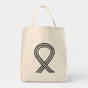Black and White Awareness Ribbon Custom Tote Bag