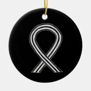 Black and white Awareness Ribbon Ornaments