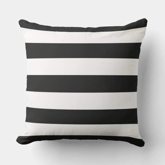 Black and White Awning Stripes Cushion (Front)