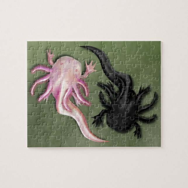 Black and White Axolotls Art Jigsaw Puzzle (Horizontal)