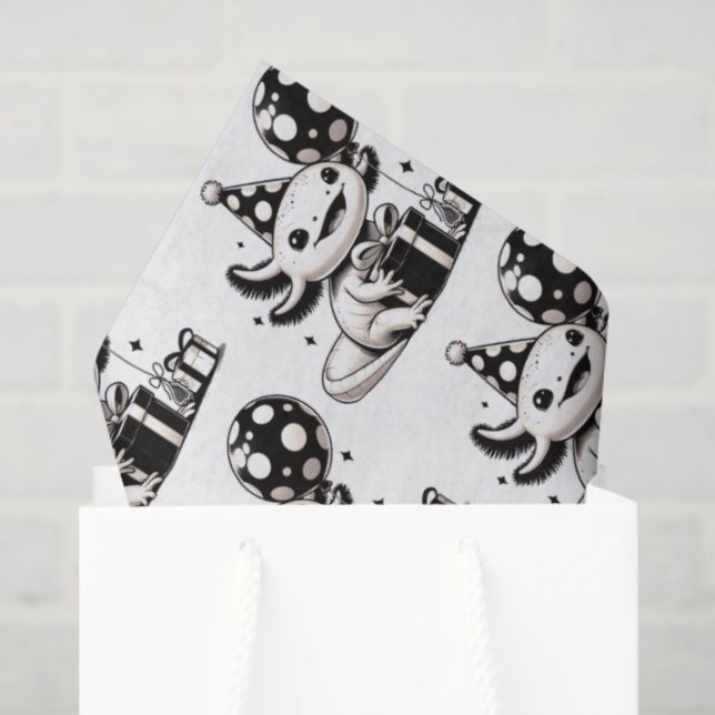 Black and White Axolotls Birthday Tissue Paper (Gift Bag)