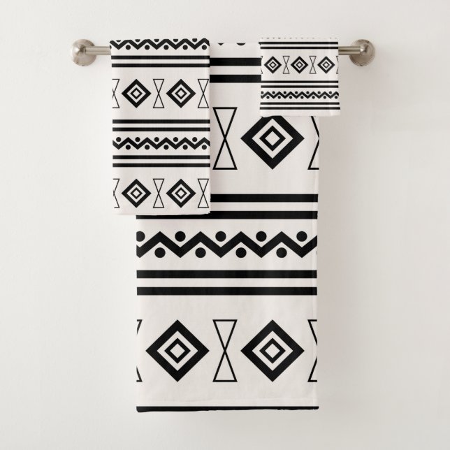 Black And White Aztec Bath Towel Set (Insitu)